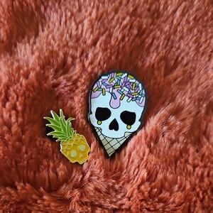 Colorful Skull and Pineapple Kids Pin Set